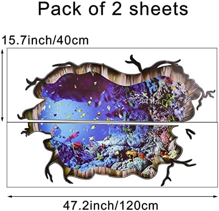 3D Underwater World Wall Decal Vivid Ocean sea Life Wall Stickers Removable Self-Adhesive Vinyl Wall Art Decals for Home Floor Ceiling Bedroom Nursery Living Room Playroom Decor