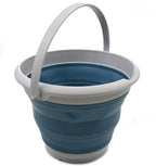 SAMMART 8.5L (2.2 Gallon) Collapsible Plastic Bucket - Foldable Round Tub - Portable Fishing Water Pail - Space Saving Outdoor Waterpot. Size 31cm Dia (Grey/Steel Blue, 1)