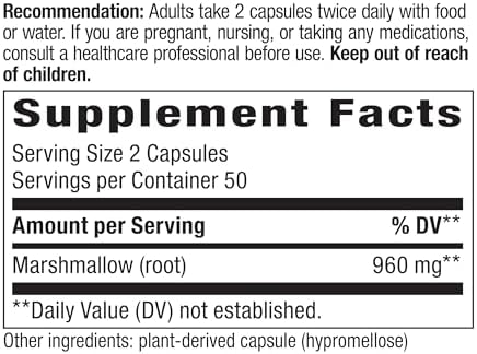 Nature's Way Marshmallow Root - Plant-Based Herbal Supplement for Traditional Digestive Support* - Daily Wellness Supplement - Vegan, Gluten-Free & Dairy-Free - 100 Count (50 Servings)