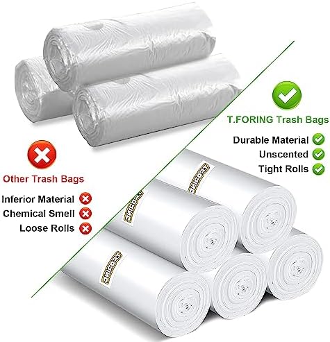 120 Count 8 Gallon Trash Bags Unscented - Thick Clear Medium Garbage bags, 30 Liter Strong Plastic Wastebasket Can Liners for Kitchen Home Bathroom Office