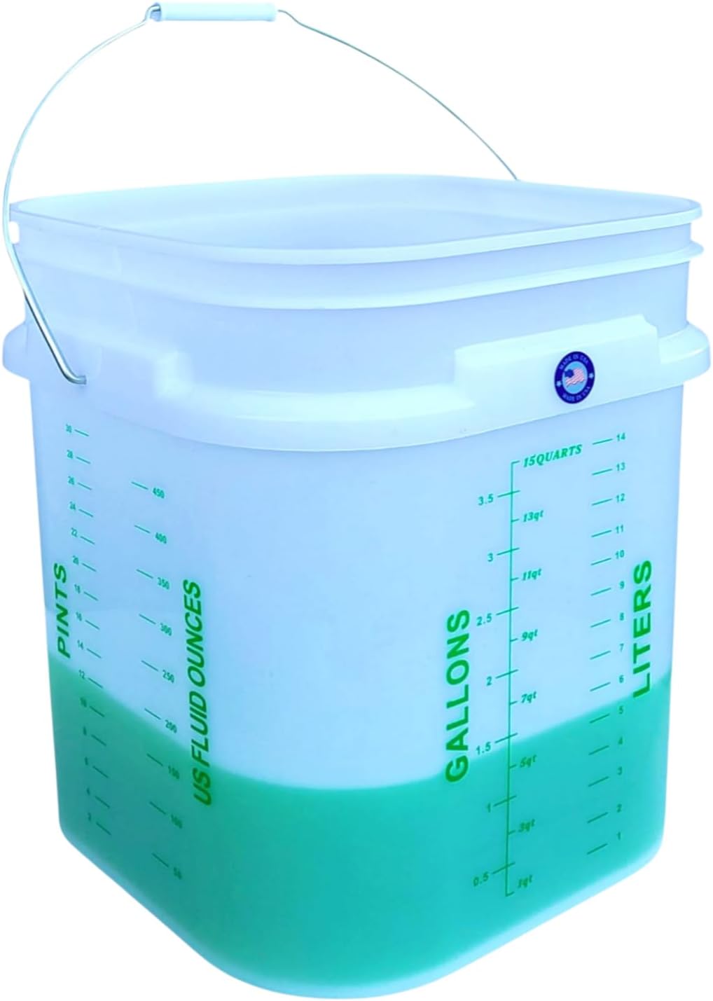 5 Gallon Graduated Measuring Mixing Bucket with Lid Food Grade Heat Chemical & Impact Resistant BPA Free Storage Pail Alloy Handle Heavy Duty Thickened HD Polypropylene Premium Quality FDA Compliant