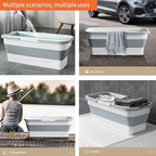 Foldable Mop Bucket with Dual Handles, Rectangular Collapsible Bucket, for House Cleaning, Camping & RV Use (12 L (3.2 Gallons), White Grey)