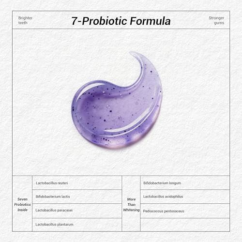 MSDRWIKEY 2-Pack Popping 7-Pro Whitening Toothpaste | Deep Whitening & 7 Probiotics for Oral Health | Purple Beads for Extra Freshness | Fluoride-Free