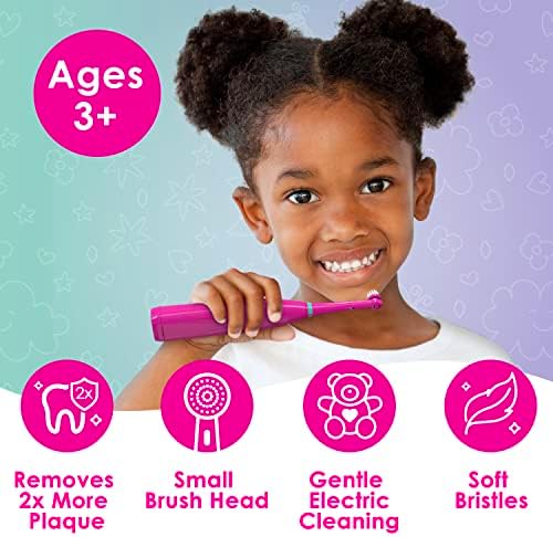 Brusheez Kids’ Electric Toothbrush Set - Safe & Effective for Ages 3+ - Parent Tested & Approved with Gentle Bristles, 2 Brush Heads, Rinse Cup, 2-Minute Timer, & Storage Base (Prancy the Pony)