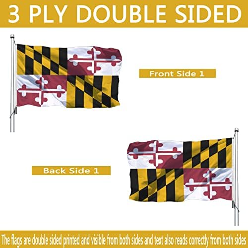 Maryland Flag Double Sided 3x5 Outdoor- Heavy Duty MD Maryland State Flags Banner Gifts Decorations with 2 Brass Grommets 4 Rows Stitched