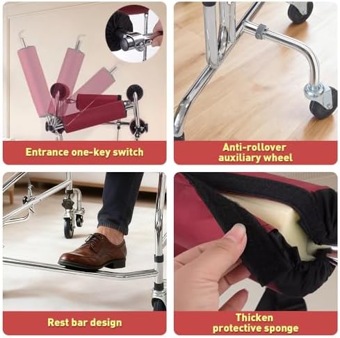 Standing Rehabilitation Walker for Adults – Upright Mobility Aid for Stroke Recovery & Hemiplegia Therapy, Adjustable Support Frame with 8 Wheels, Anti-Tilt Design (Standard Version (No Hand Brake))
