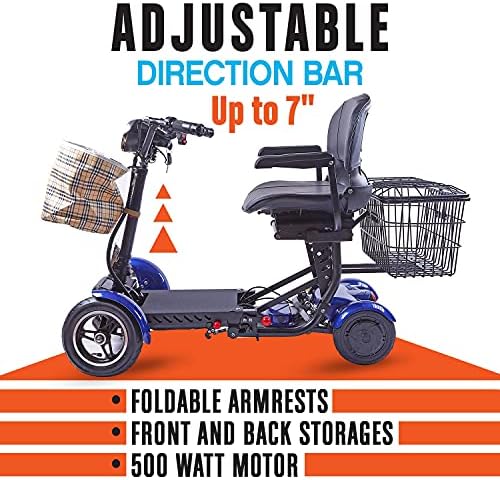 Rubicon FX3 All-Terrain 4 Wheel Mobility Scooter – 25 Mile Range, 300lbs Capacity, Folding – Sporty Chopper Feel, Extreme Motorized Scooter with Front & Rear Metal Baskets for Seniors & Men (Model11)