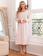 Bloggerlove Nightgowns for Women Soft 100% Cotton House Dress Short/Long Sleeve Night Gowns Comfy Sleepwear S-3XL