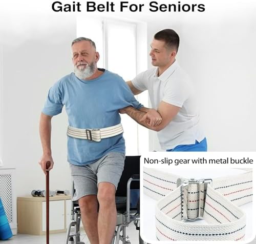 10 Packs Transfer and Gait Belts with Metal Buckle and Belt Loop Holder - Standing and Transfer Walking Assist Aid for Seniors, Elderly Patients, Caregiver, Nursing, Therapist, 60 inch