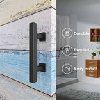 EaseLife 2 Pack 10" Sliding Barn Door Pull Handle with Flush Hardware, Double Sided, Heavy Duty, Rustic, Matte Black Powder Coated, Easy Install, Square