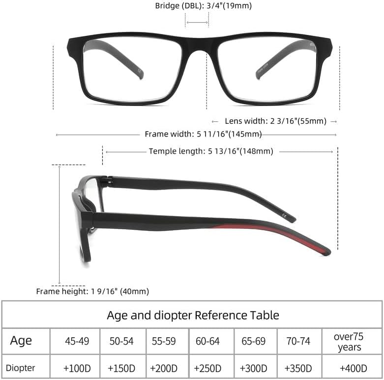 4 Pack Reading Glasses Blue Light Blocking for Men Women, Rectangular Frame Computer Readers with Spring Hinge, Anti Eyestrain/UV Ray Eyeglasses 1.75x