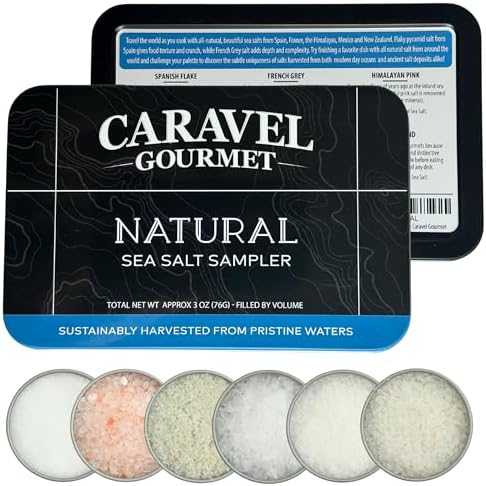 Natural Sea Salt Sampler Set, Pure Finishing Salt with a Rich Taste, Gourmet Cooking Gift and Variety Pack from Around The World, 0.5 oz x Bundle of 6 Imported Salts