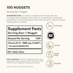 Solgar Vitamin B12 1000 mcg, 100 Nuggets - Energy Production, Red Blood Cells - Healthy Nervous System - Promotes Cardiovascular Health - Vitamin B - Non-GMO, Gluten Free, Kosher - 100 Servings