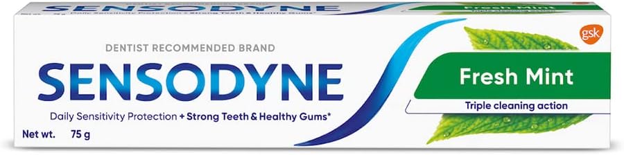 Sensodyne Fresh Mint Sensitivity Toothpaste for Sensitive Teeth and Fresh Breath 75g (Pack of 1)