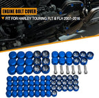 Bolt Covers Engine Twin Cam Toppers Caps Kit Aluminum for Harley Touring 2007-2016 Road King Electra Street Glide Road Glides FLT FLH 75Pcs (Blue)