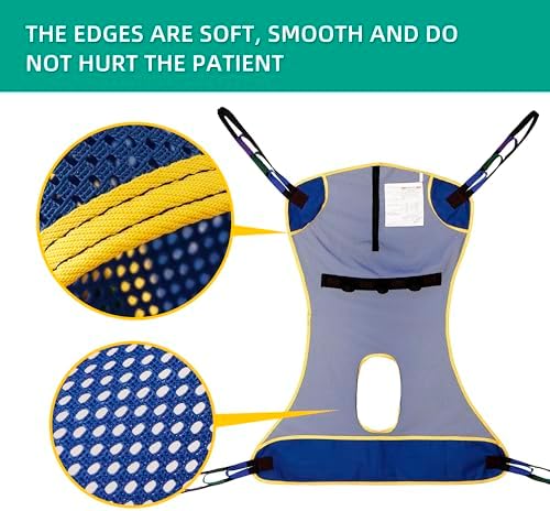 Full Body Mesh Patient Lift Sling with Commode Opening for Toileting and Shower - Breathable Quick-Dry Transfer Sling for Hoyer Lifts - 600 lb Capacity - FSA HSA Eligible (Medium)