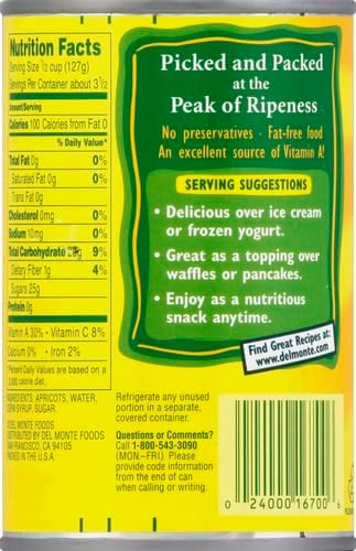 Del Monte Garden Quality Canned Apricot Halves, 15.25 Ounce