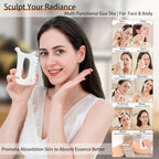 Ceramic 6‑in‑1 Gua Sha Tool for Face & Body, Jawline Sculpting, Double Chin Reduction, Lymphatic Drainage, Trigger Point Manual Massage Tool, Self-Care Gift Box for Women, White
