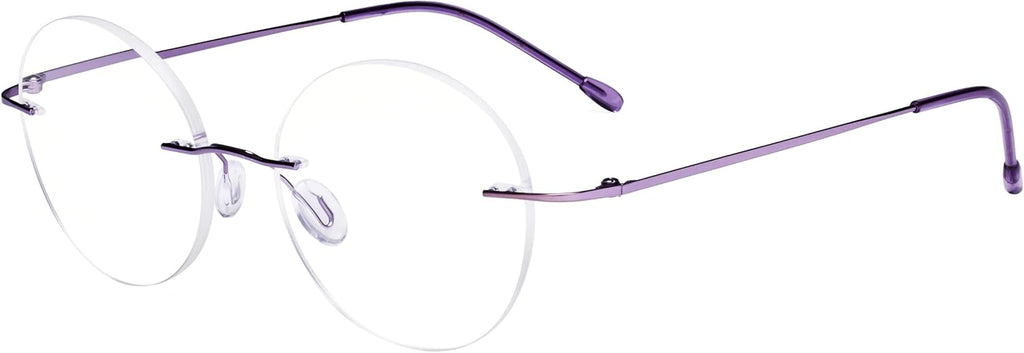 Eyekepper Frameless Reading Glasses Women - Round Rimless Readers Men Purple +1.50