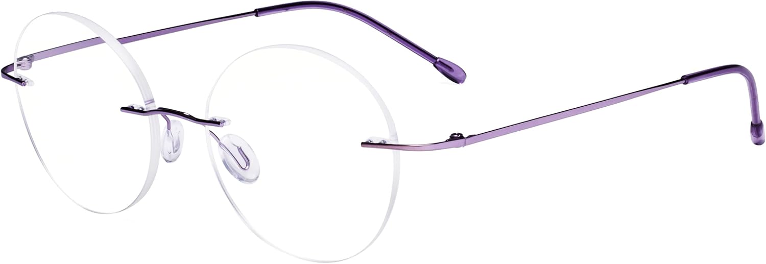 Eyekepper Frameless Reading Glasses Women - Round Rimless Readers Men Purple +1.50