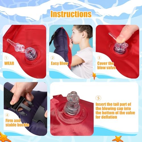 Lewtemi 1 Pcs Inflatable Swim Belt Pool Flotation Portable Waist Aid for Adults Adjustable Swimming Training Aid Waist Belt with Buckle and Rope for Beginner