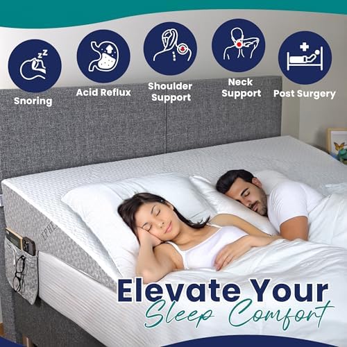 Under Mattress Wedge for Acid Reflux – King Size Bed Wedge Riser – 7.5-Inch Incline Topper with Memory Foam, Non-Slip Bottom, and Side Storage Pockets