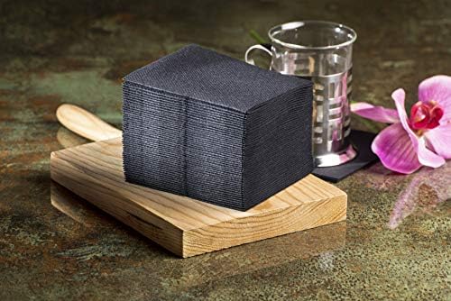 Cocktail Napkins, 100 Pack Disposable Luxury Linen Like Airlaid Beverage Napkins, Soft, Absorbent, Restaurant Bar Cocktail Napkins for Kitchen, Parties, Weddings,Dinners or Events (Black)