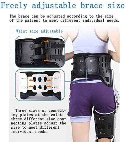 Hip Knee Ankle Foot Orthosis, Knee Support Brace Adjustable Knee Orthosis Arthritis, Fixed Thigh Knee Joint Ankle Foot, Adjustable Full Leg Stabilizer Knee Orthosis Splin,Black-S