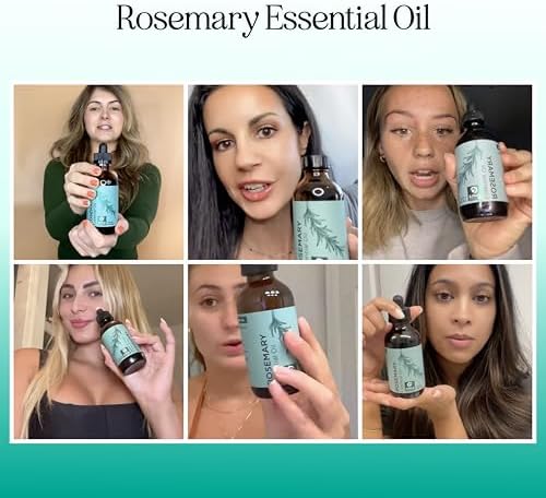 Pure Rosemary Essential Oil with Dropper - Undiluted Rosemary Oil for Hair Skin and Nails and Refreshing Aromatherapy Oil for Diffusers - Rosemary Essential Oil for Cleansing Dry Scalp Care 4oz