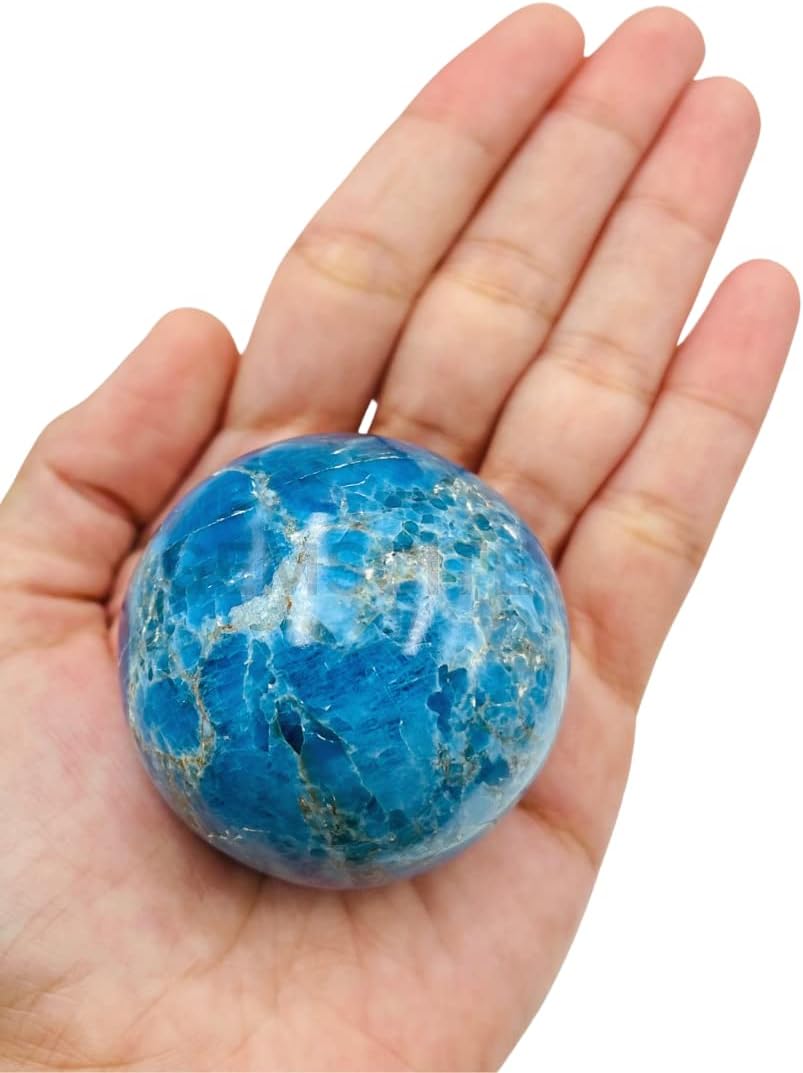 Wholesale Gem Shop Natural Apatite Quartz 40-45 mm Ball Sphere Gemstone A+ Hand Carved Crystal Altar Healing Devotional Focus Spiritual Chakra Cleansing Metaphysical Gift for Men Women