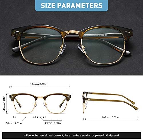 Blue Light Blocking Glasses Vintage Half Frame UV Clear Lens Anti Eyestrain Computer Gaming Glasses for Men Women