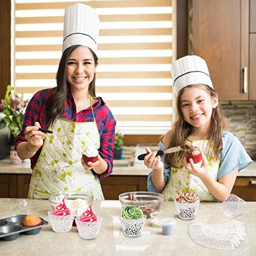 50 pcs White Cupcake Wrappers Lace Baking Cups Cupcake Liners for Baking Laser Cut Cupcake Papers Cupcake Cups Cases for Wedding/Birthday Party Decoration