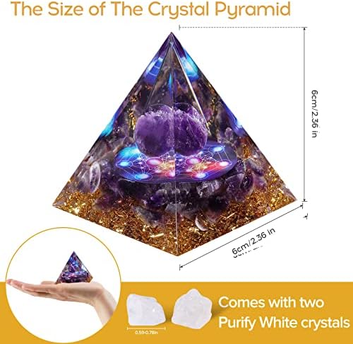 Hopeseed Orgone Pyramid for Positive Energy, Orgonite Amethyst Healing Crystal Pyramids for Reduce Stress Chakra Reiki Healing Meditation Attracts Lucky and Success