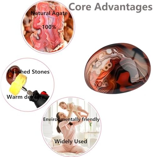 Chiloskit Agate Palm Stone Worry Stones,Natural Sardonyx Healing Crystal for Massage Meditation, Healing, Yoga, Reiki, Zen,Aquarium Decorative Rocks,Gift for Girls Christmas Gifts 4CM (4cm/5pcs)