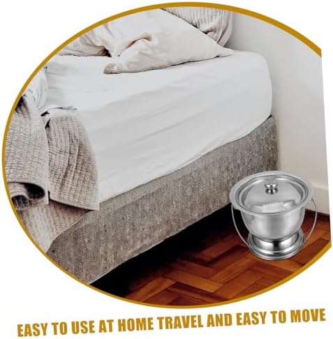 FRCOLOR Covered Adult Chamber Pot Sturdy Stainless Steel Spittoon Night Urinal for Elderly