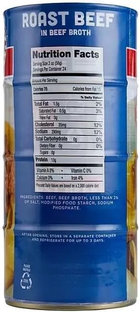 Roast Beef in Beef Broth in a Can, 12 oz., 4 Pack, 3lbs Total, 97% Fat Free