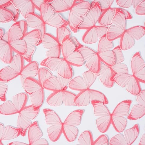 Pink Butterfly Decorations, 60 Pcs Edible Butterflies, edible wafer paper butterflies, pink butterfly for cupcake toppers, cake, ice cream topper