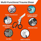 6 in 1 Multifunctional Trauma Shears Foldable with Strap Cutter | Heavy Duty Stainless Steel Emergency Response Shears | Survival Shears With Holster | Medical Trauma shears Tactical | Black