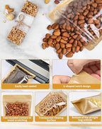 FireKylin 100 PCS Stand Up Pouches,6.3" x 9.4" Paper Bags With Window Clear Front Pouches Resealable Zipper Food Storage Brown