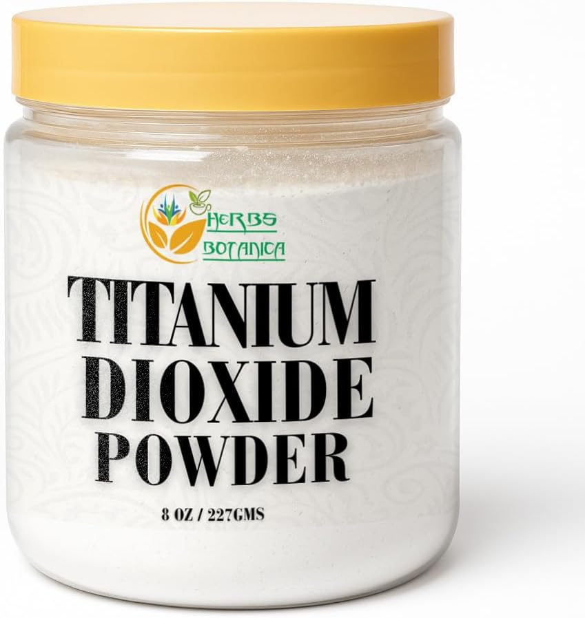 Herbs Botanica Titanium Dioxide Powder 8 oz | Pure White Pigment for Soap Making, Cosmetics, DIY Crafts & Skincare Formulations | Fine, Uncoated, Multipurpose Powder
