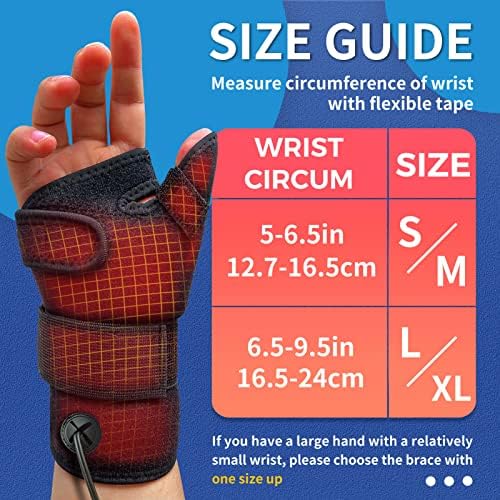 sticro Thumb & Wrist Heating Pad for Hand Arthritis, Heated Wrist Wrap Brace for Sprains Thumb, Tendonitis Pain Relief for Left/Right Hand (S)