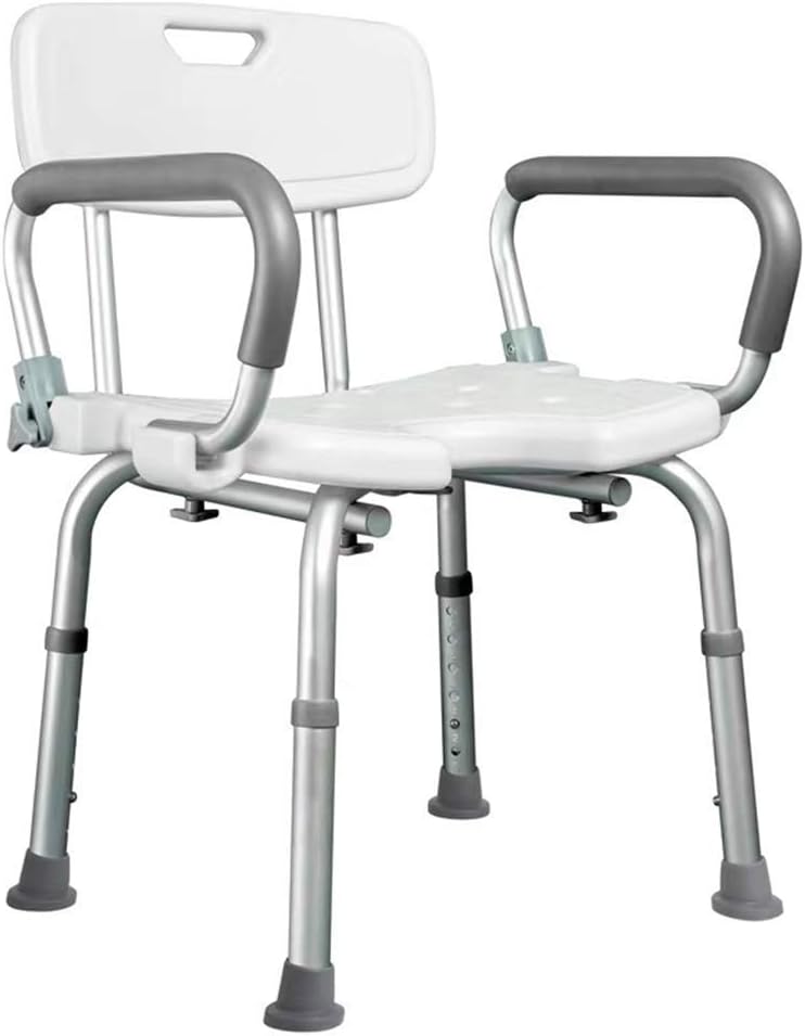 Bathroom Stool,Bath Bathroom Stool,Shower Chair with Padded Armrests and Back,White Bathtub Lift Chair with Arms,for Handicap,Disabled,Seniors and Elderly