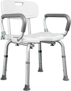 Bathroom Stool,Bath Bathroom Stool,Shower Chair with Padded Armrests and Back,White Bathtub Lift Chair with Arms,for Handicap,Disabled,Seniors and Elderly