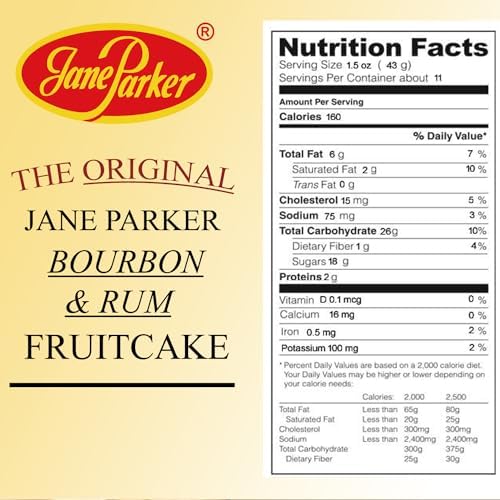 Jane Parker Fruitcake Bourbon & Rum Fruit Cake 1 Pound (16 Ounce) Loaf in a Box -Holiday-Christmas Cake-The Best Fruitcake You Can Buy