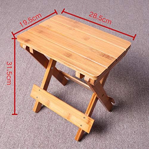 Bamboo Wood Folding Stool Seat Portable Household Step Stool Multfunctional for Bathroom,Living Room,Bedroom,Laundry Room or Garden Fishing (Large(28.5x19.5x31.5cm)