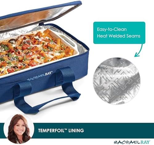 Rachael Ray Lasagna Lugger, Thermal Insulated Casserole Carrier for Hot or Cold Food, Lugger Tote for Potluck, Parties, Picnic, and Cookouts, Fits 9" x 13" Baking Dish
