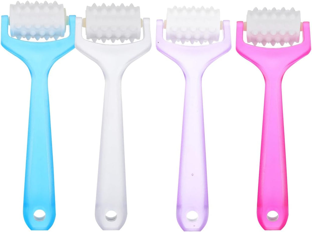 FRCOLOR Facial Roller Massager 4-Pack Manual Face Massage Tool for Skin Care and Muscle Relaxing 5.51 Inch Compact Design for Daily Use and Skin Firming