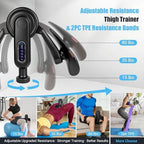 Inner Thigh Exerciser for Women, 15-80 LB Adjustable Resistance Thigh Trainer with Resistance Band(2PC), Thigh Workout Kegel Equipment for Pelvic Floor Muscle, Shaping, Yoga & Home Fitness