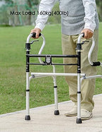 Walker,Folding Walker with Seat, Standard Walker for The Seniors,Adjustable Height,Lightweight Supports Up to 400 Lbs, Gray Walker