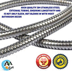47-Inch Shower Hose Replacement - Long Reinforced Dual Layer for Bathroom Toilet Bide Sprayer Extension Part with Brass Coupler, Polished Chrome